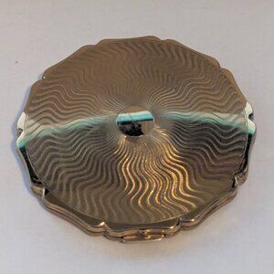 Vintage STRATTON MCM Gold Tone Wavy Line Compact Cosmetic Case